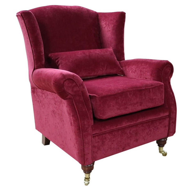 Product photograph of Wing Chair Fireside High Back Armchair Pimlico Wine Fabric from Designer Sofas 4U