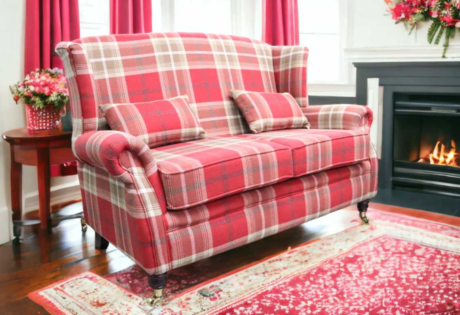 Product photograph of Wing Sofa 2 Seater Fireside High Back Armchair Balmoral Red Amp Hellip from Designer Sofas 4U