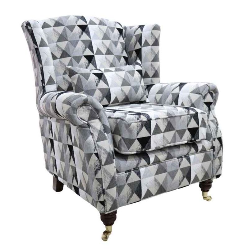 Product photograph of Wing Chair Fireside High Back Armchair Beatrix Black White Fabric from Designer Sofas 4U