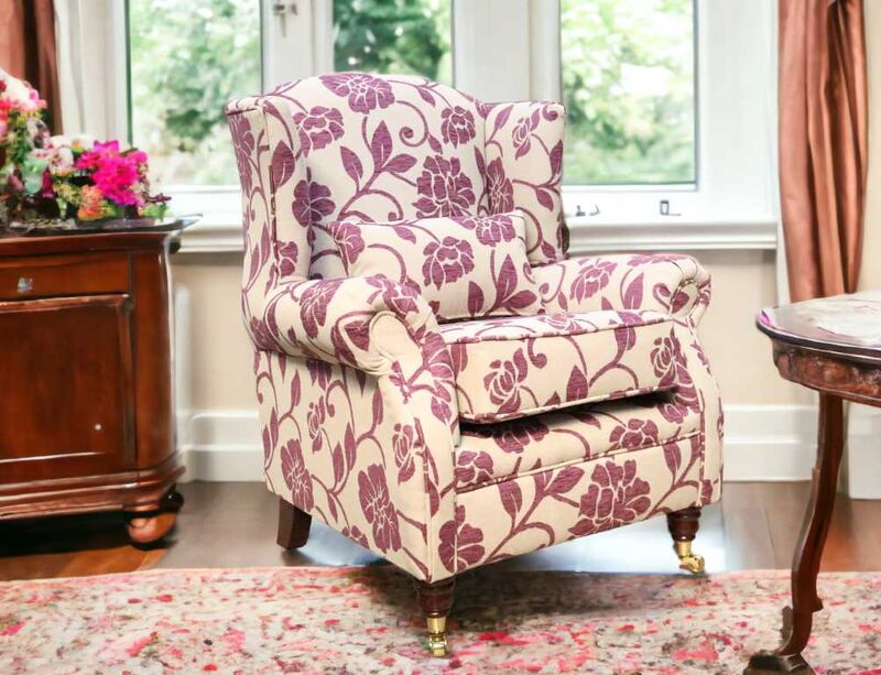 Product photograph of Wing Chair Fireside High Back Armchair Meghan Lilac Fabric from Designer Sofas 4U