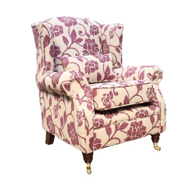 Wingback Fireside Armchair Lilac Floral Meghan Fabric