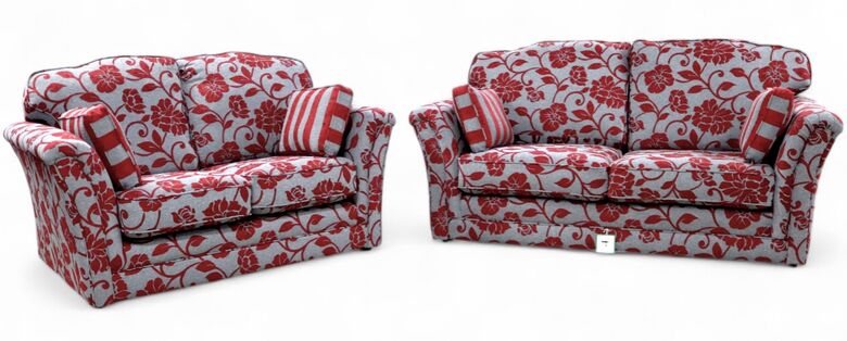 Galaxy 3+2 Fabric Sofa Suite Meghan Cranberry Floral