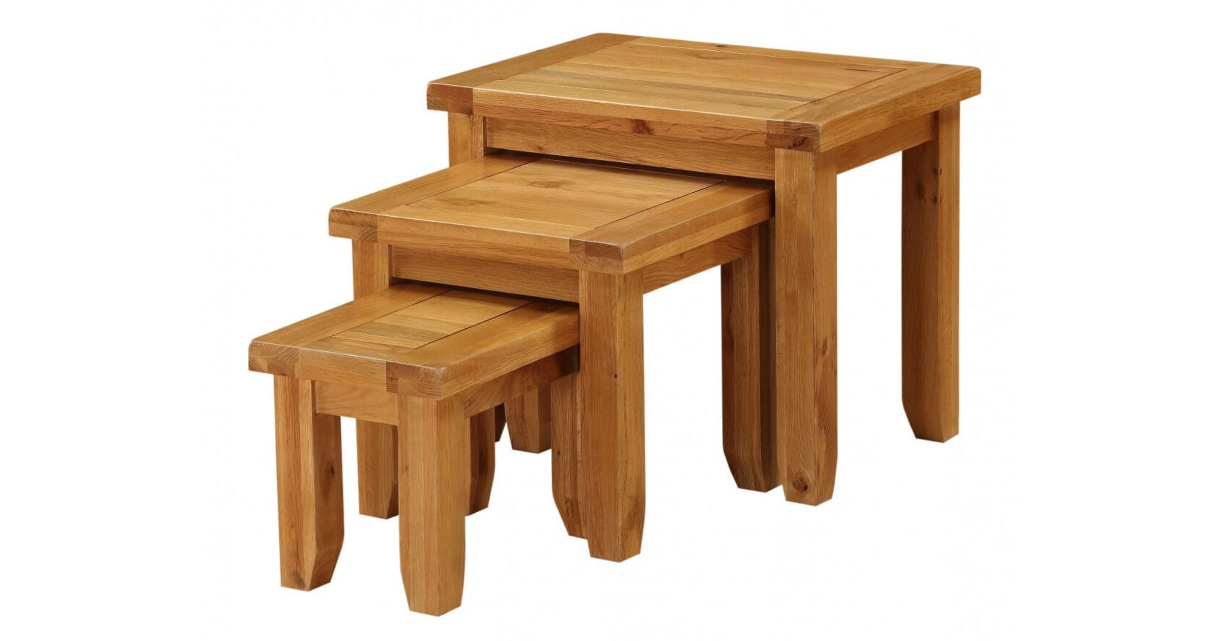 Alexandra Solid Oak Nest Of Table With Light Oak Finish Designer Sofas4u