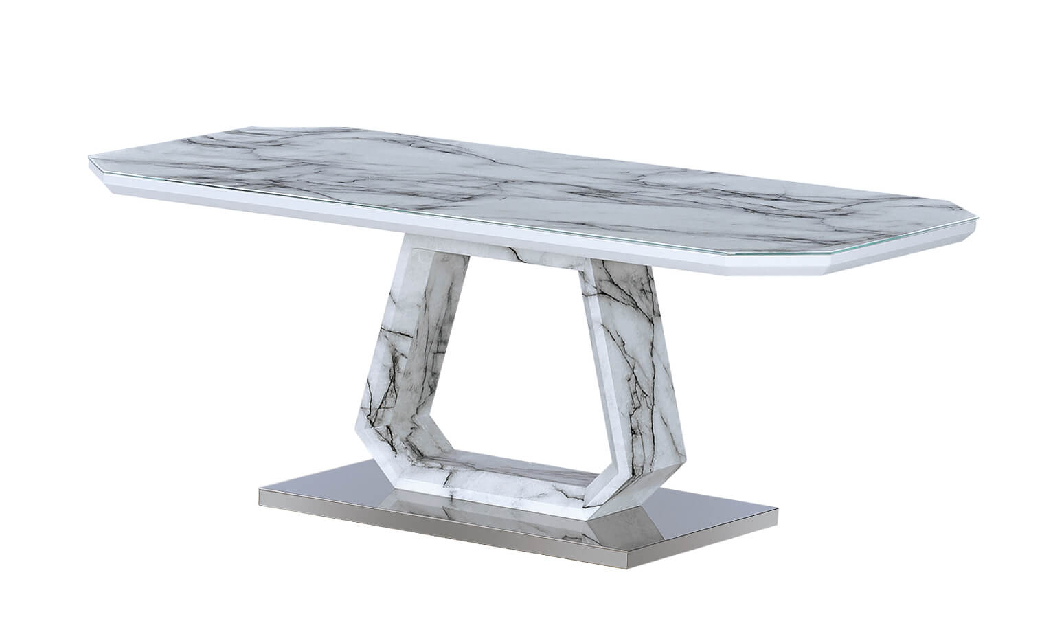 Arvid Marble Effect Glass Top Coffee Table With Stainless Steel Base Designer Sofas4u