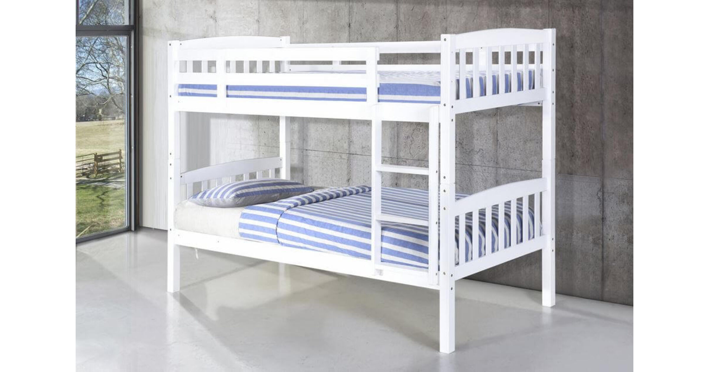 Bellance Solid Wood White Bunk Bed And Splits Into Two Beds Designer