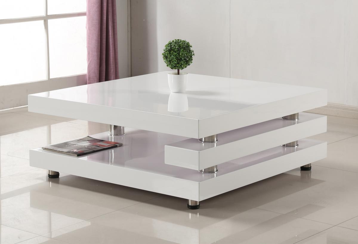 Daniella White High Gloss Coffee Table With Stainless Steel Frame Designer Sofas4u