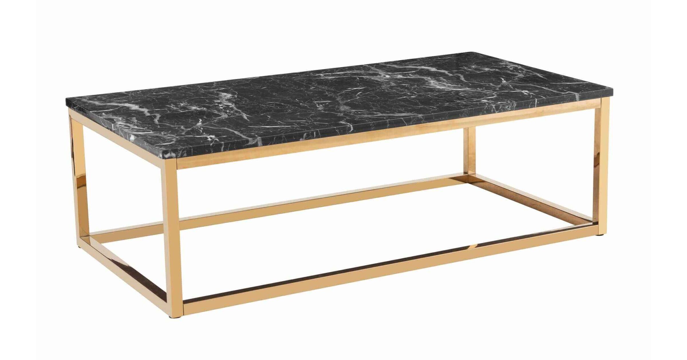 Elena Marble Effect Top Coffee Table With Golden Chrome Legs Designer
