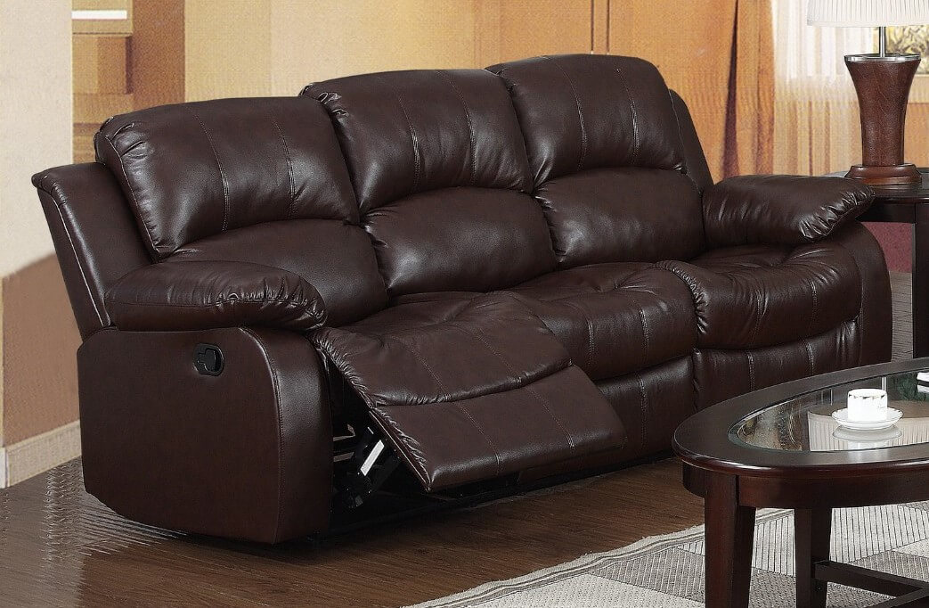 Emesto Brown 3 Seater Recliner Full, Brown Leather Couch Recliner