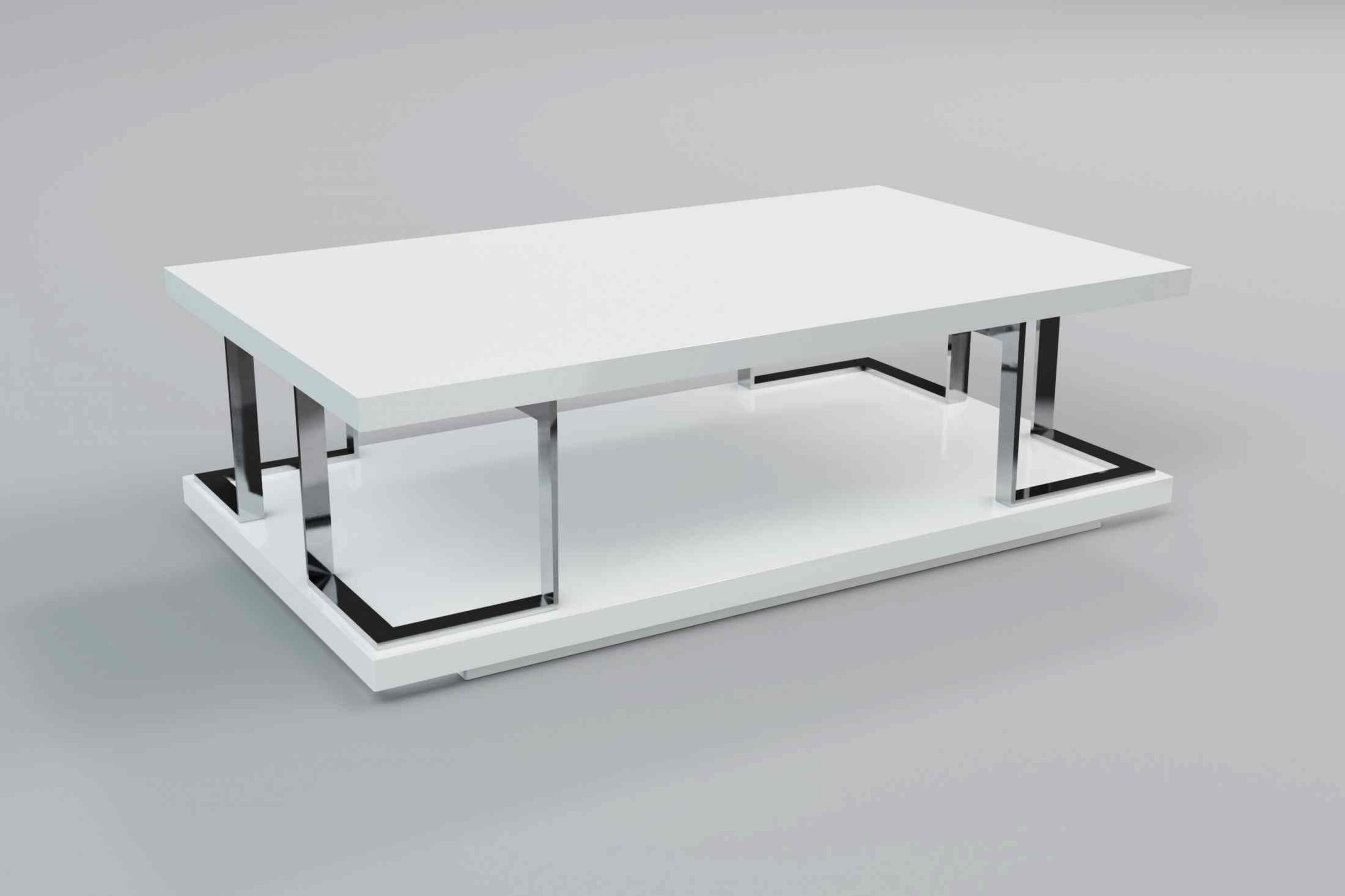 Fabio White High Gloss Coffee Table With Stainless Steel Frame Designer Sofas4u