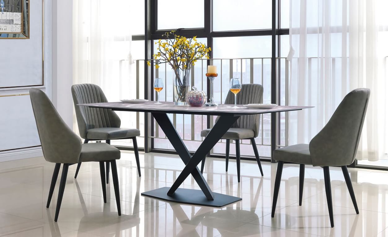 Upholstered Dining Chairs Black Legs, Grey Upholstered Dining Chairs With Black Legs