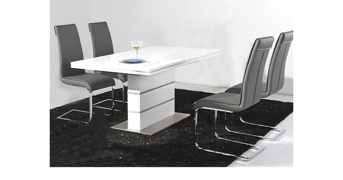 Guillelmina White High Gloss Dining, Round Black Gloss Dining Table