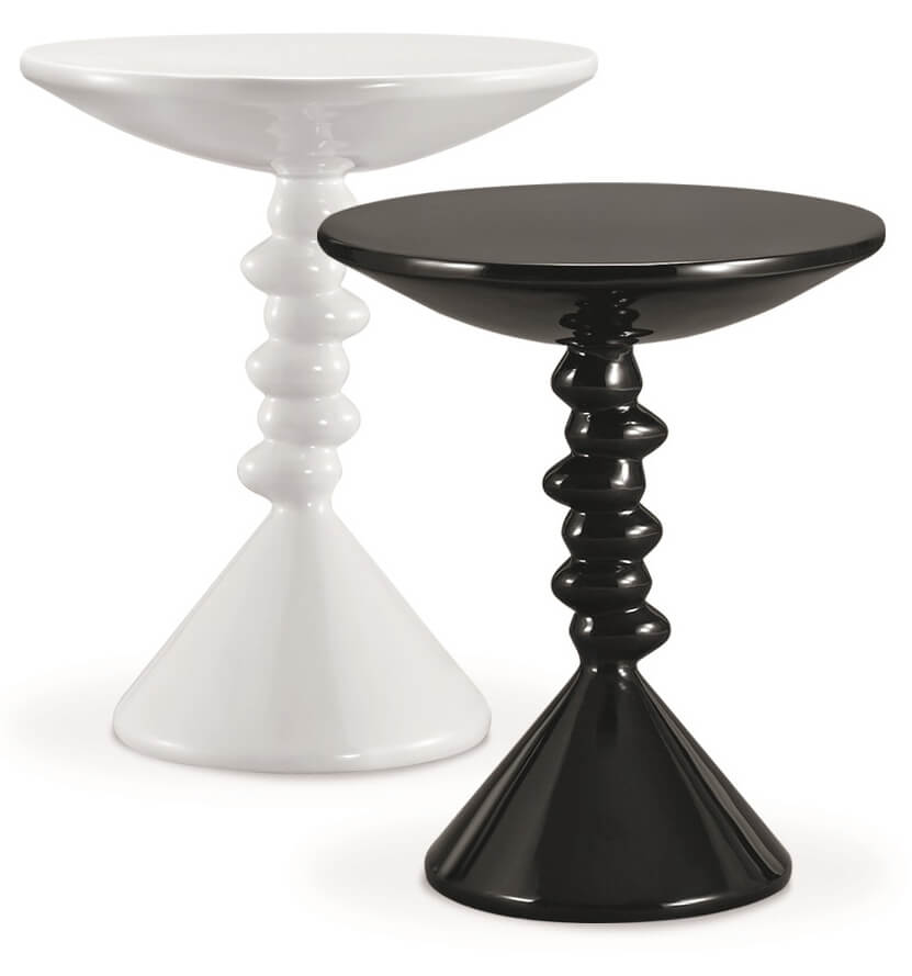 Hansel White High Gloss Lamp Table, Small High Lamp Tables