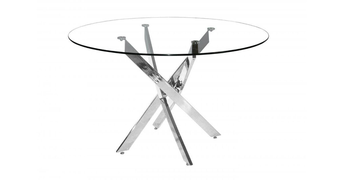 Konrad Clear Glass Small Dining Table With Chrome Legs Designer Sofas4u