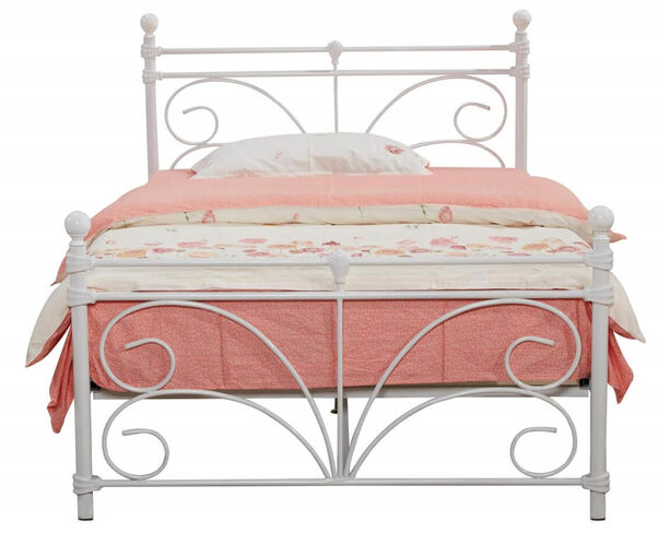 Magnus White Bentwood Slats Double Metal Bed