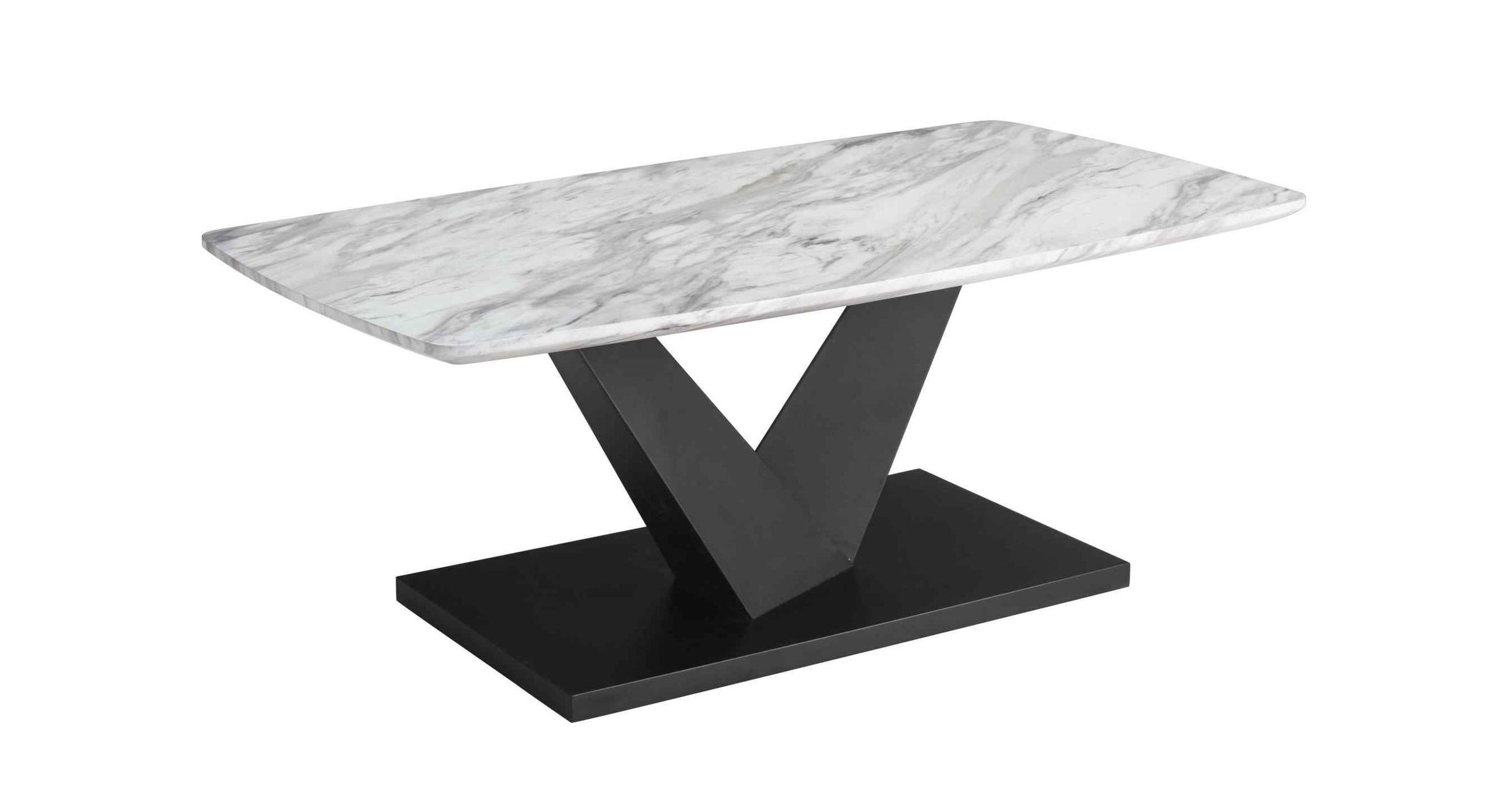 Mariah Marble Effect Top Coffee Table With Black Metal Base Designer
