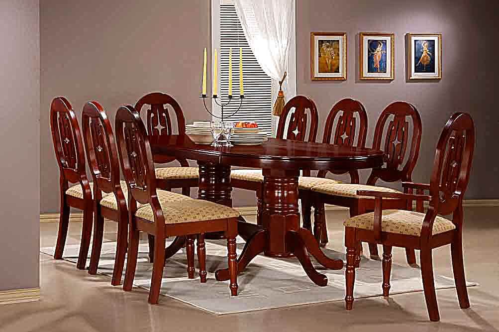 Mariana Solid Rubberwood Mahogany, Mahogany Dining Room Table And 6 Chairs