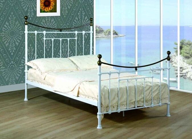Marquesa White Antique Brass Double Bed