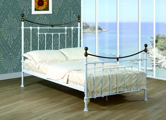 Marquesa White Antique Brass King Size Bed