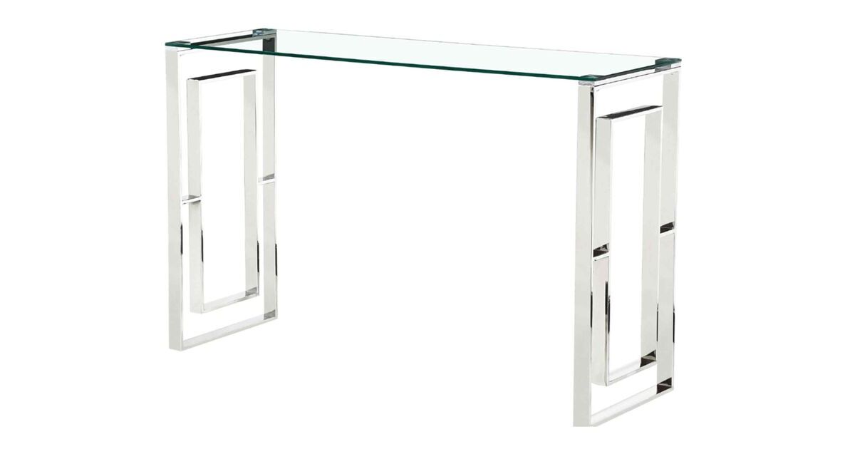 Matias Clear Glass Top Console Table, Clear Glass Sofa Table