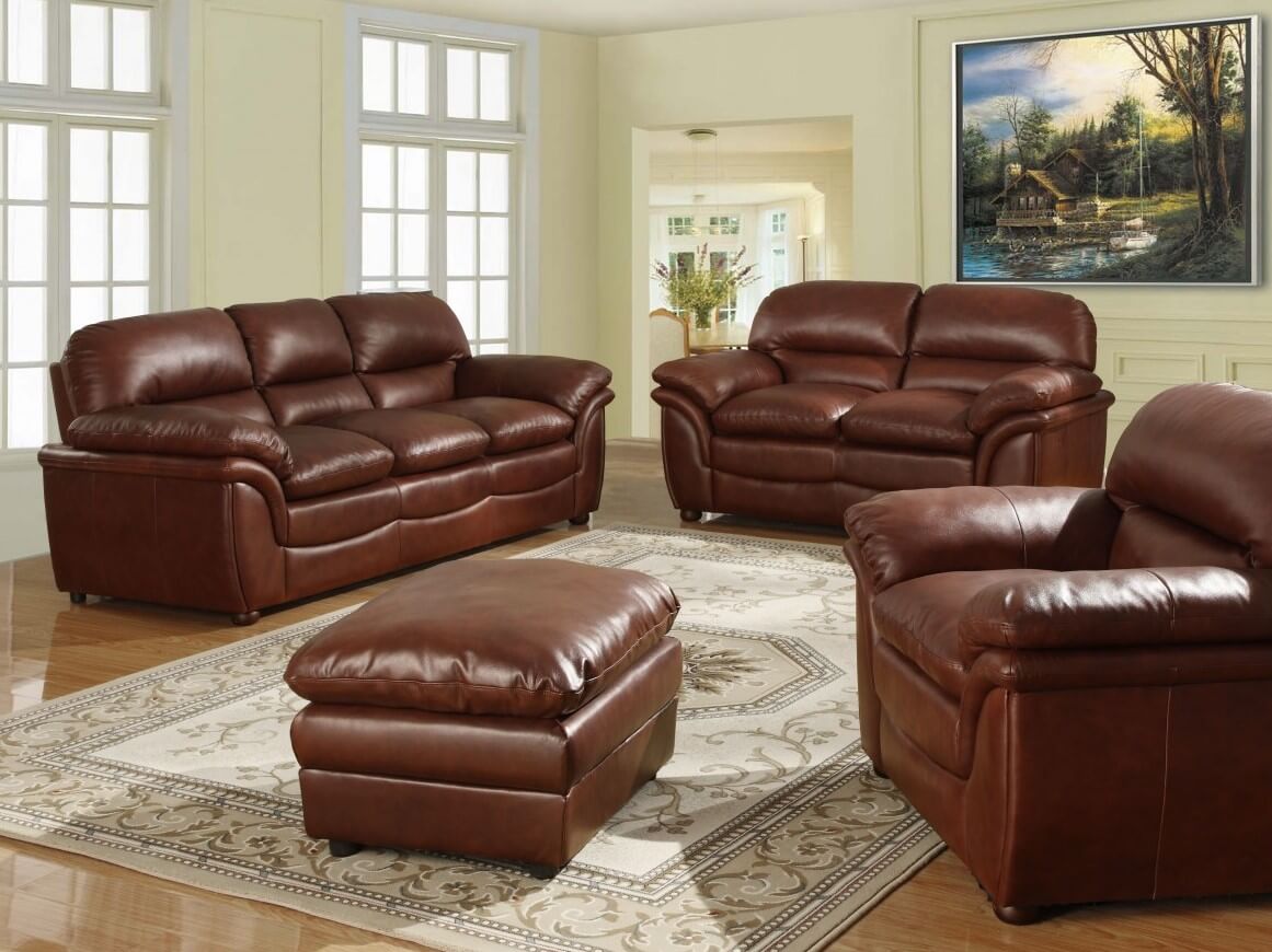 Monte Brown 2 Seater Sofa With Full, Brown Leather Settee