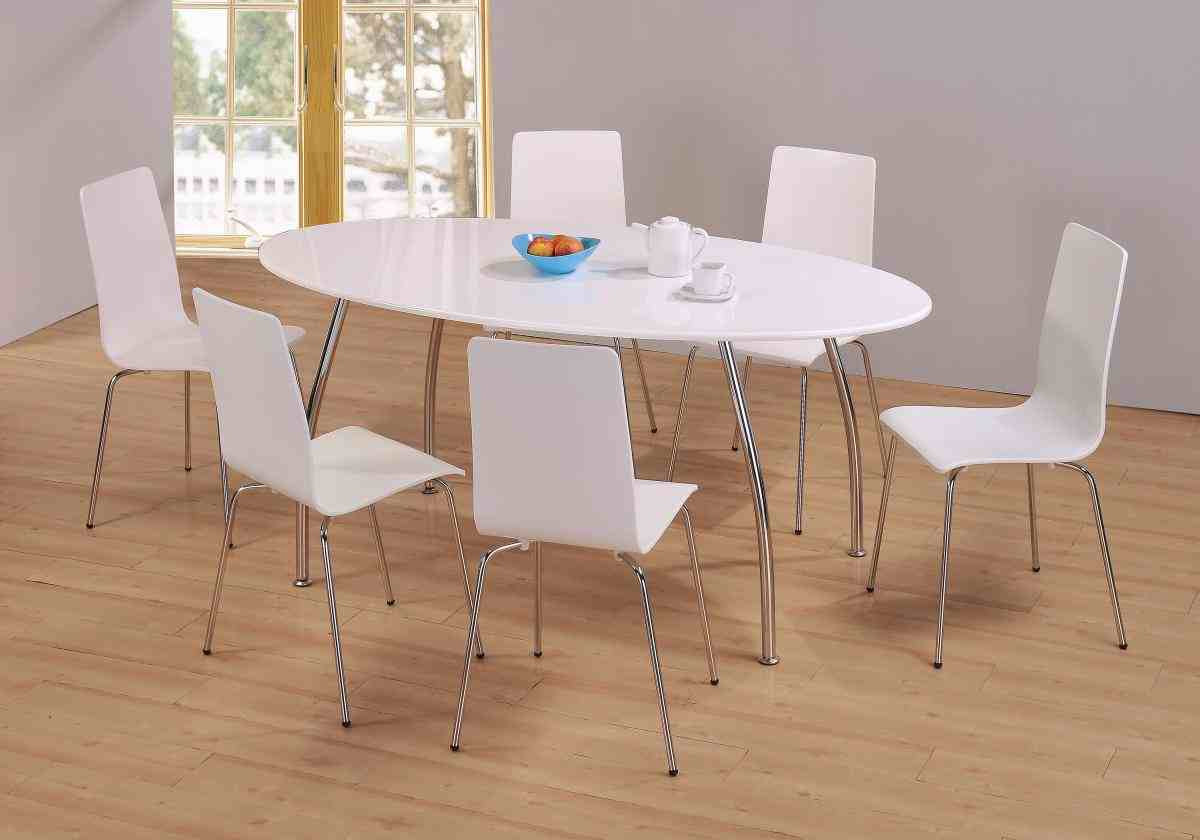 Montez White High Gloss Oval Dining Set, Ikea White High Gloss Dining Table And Chairs
