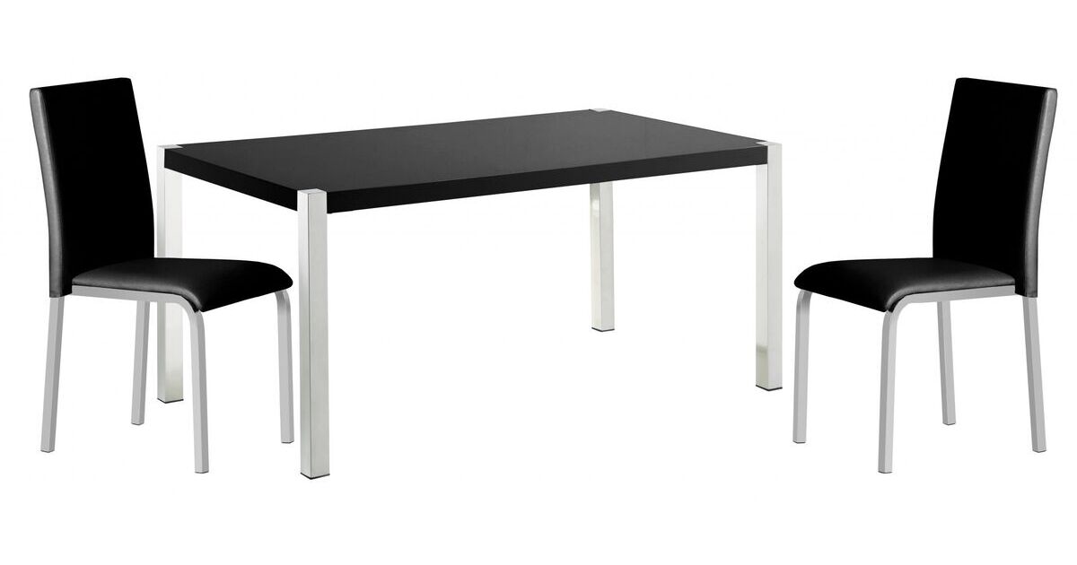 Nella Black High Gloss Dining Table, Chrome Dining Table Legs Uk