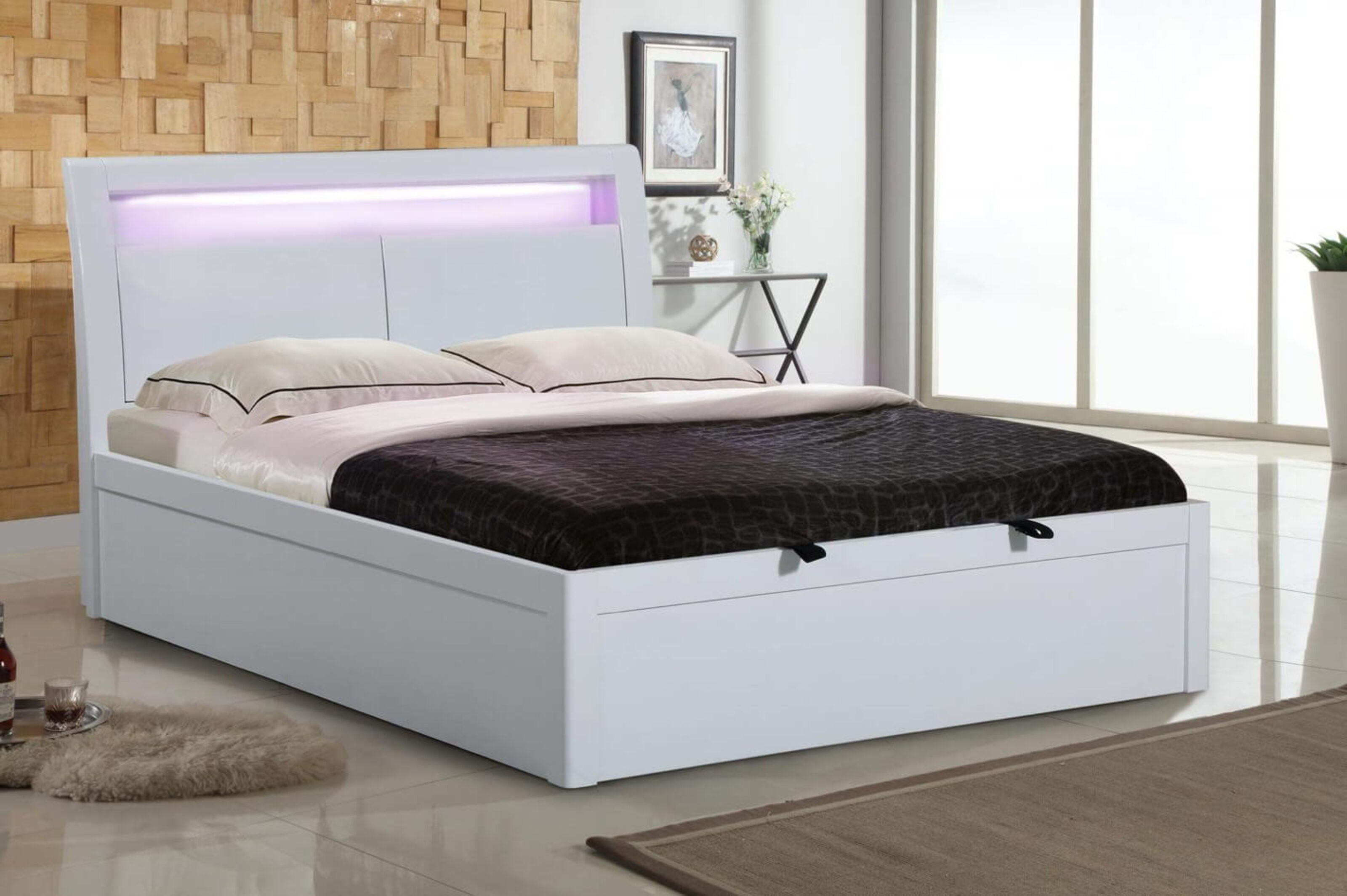 High Gloss King Size Storage Bed, King Size Box Bed