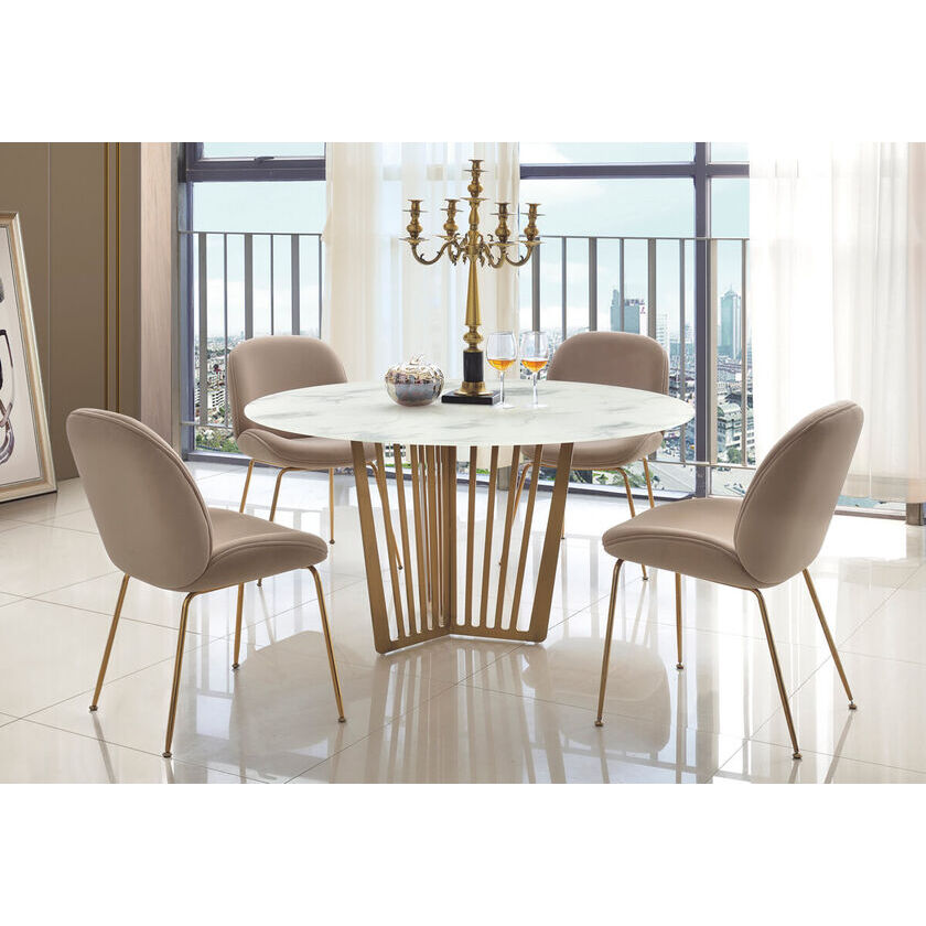 Sabrina Marble Effect Glass Top Round, Round Granite Dining Table Uk