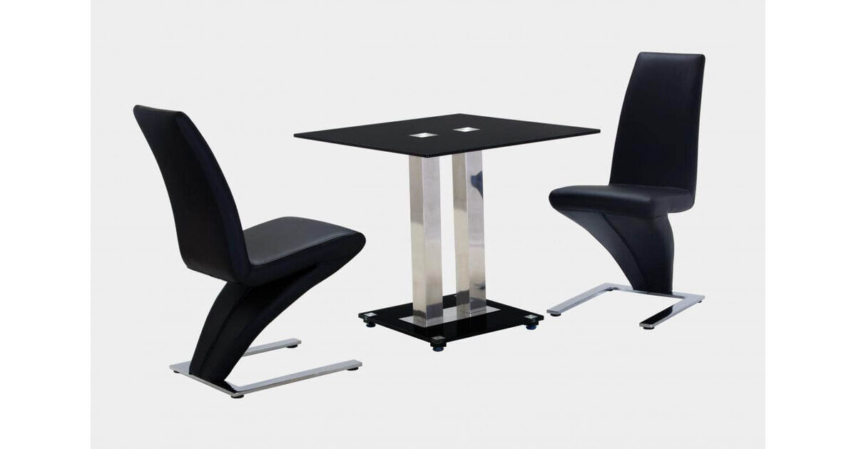 Sigrid Small Black Glass Dining Table With Chrome Base Designer Sofas4u