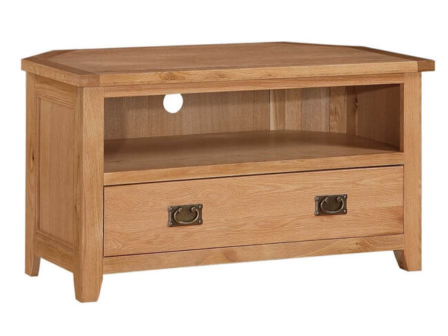 Nikolaus Solid Oak With Oak Veneer Corner TV Unit