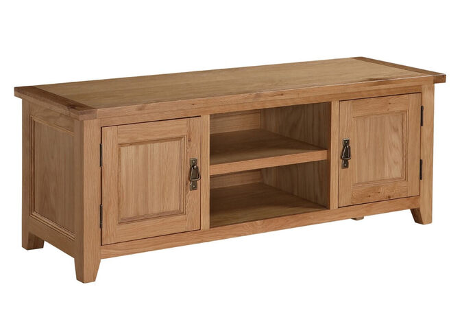 Nikolaus Solid Oak With Oak Veneer 2 Doors Straight TV Unit