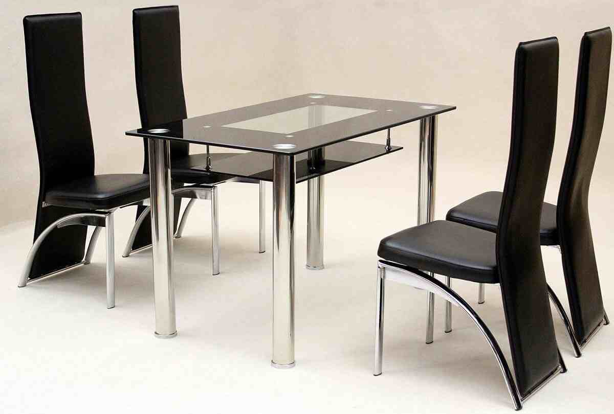 Teresia Small Glass Dining Table With Chrome Legs Designer Sofas4u