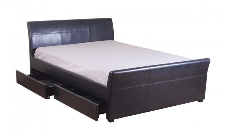 Vanda 4 Drawer Faux Leather PVC Double Bed
