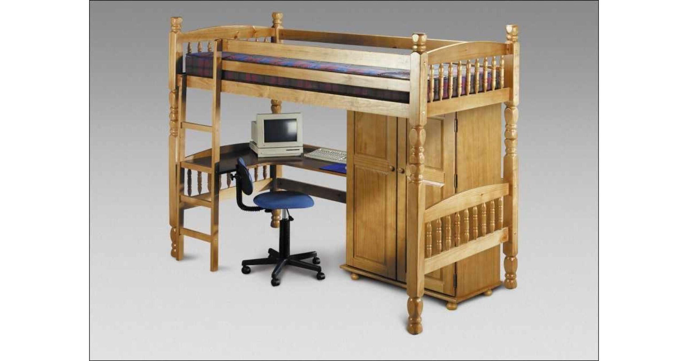 Bedsitter Child Bunk Bed With Desk Antique Pine