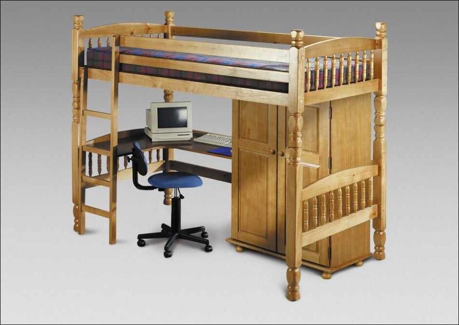 Bedsitter Child Bunk Bed With Desk Antique Pine