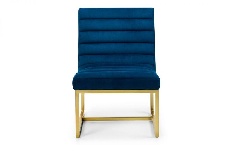 Baldassario Blue Velvet Fabric Chair With Gold Frame