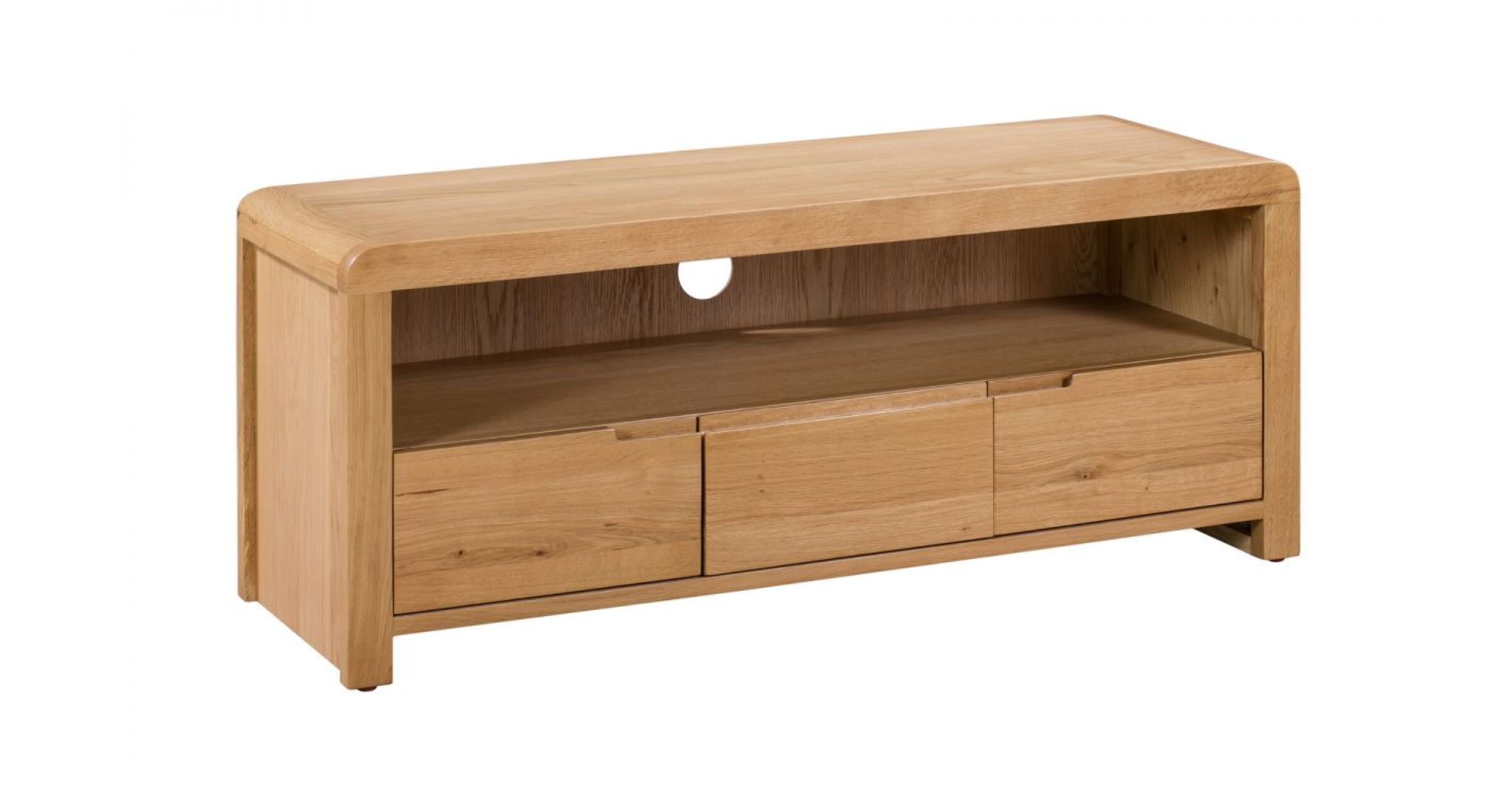 Donielle Solid Oak Veneers TV Unit With 3 Small Drawers Designer Sofas4u