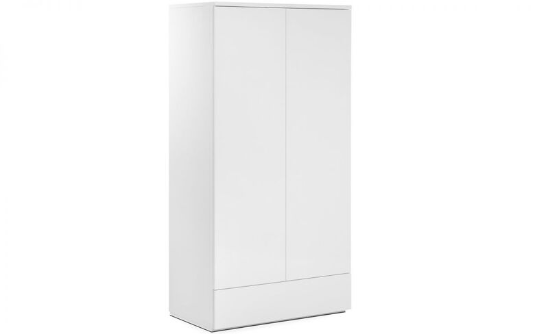 Gunnef White High Gloss 2 Door 1 Drawer Combination Wardrobe