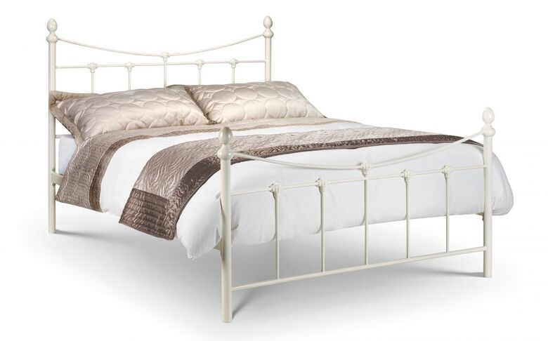 Eva Stone White Finish 135cm Metal Bed