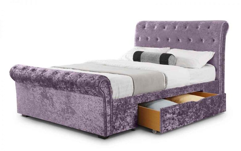 Alma 135cm 2 Drawer Lilac Crushed Storage Bed