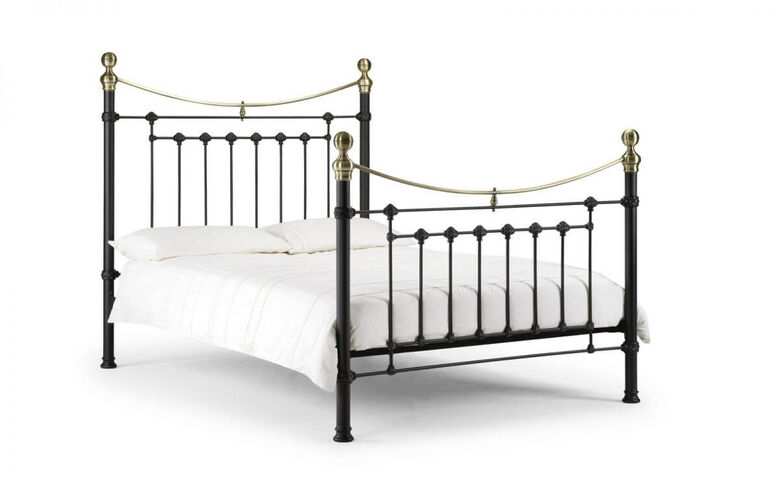 Alexander 135cm Satin Black And Brass Bed