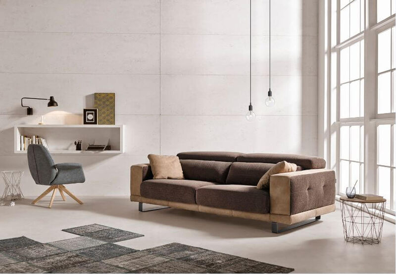 Product photograph of Ambar 2 Seater Italian Fabric Sofa Brown from Designer Sofas 4U