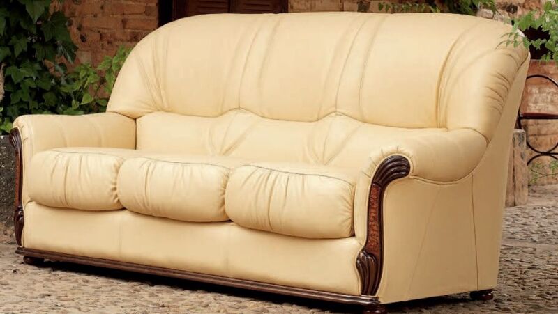 Product photograph of Bony 3 Seater Italian Leather Sofa Settee Perla Cream from Designer Sofas 4U