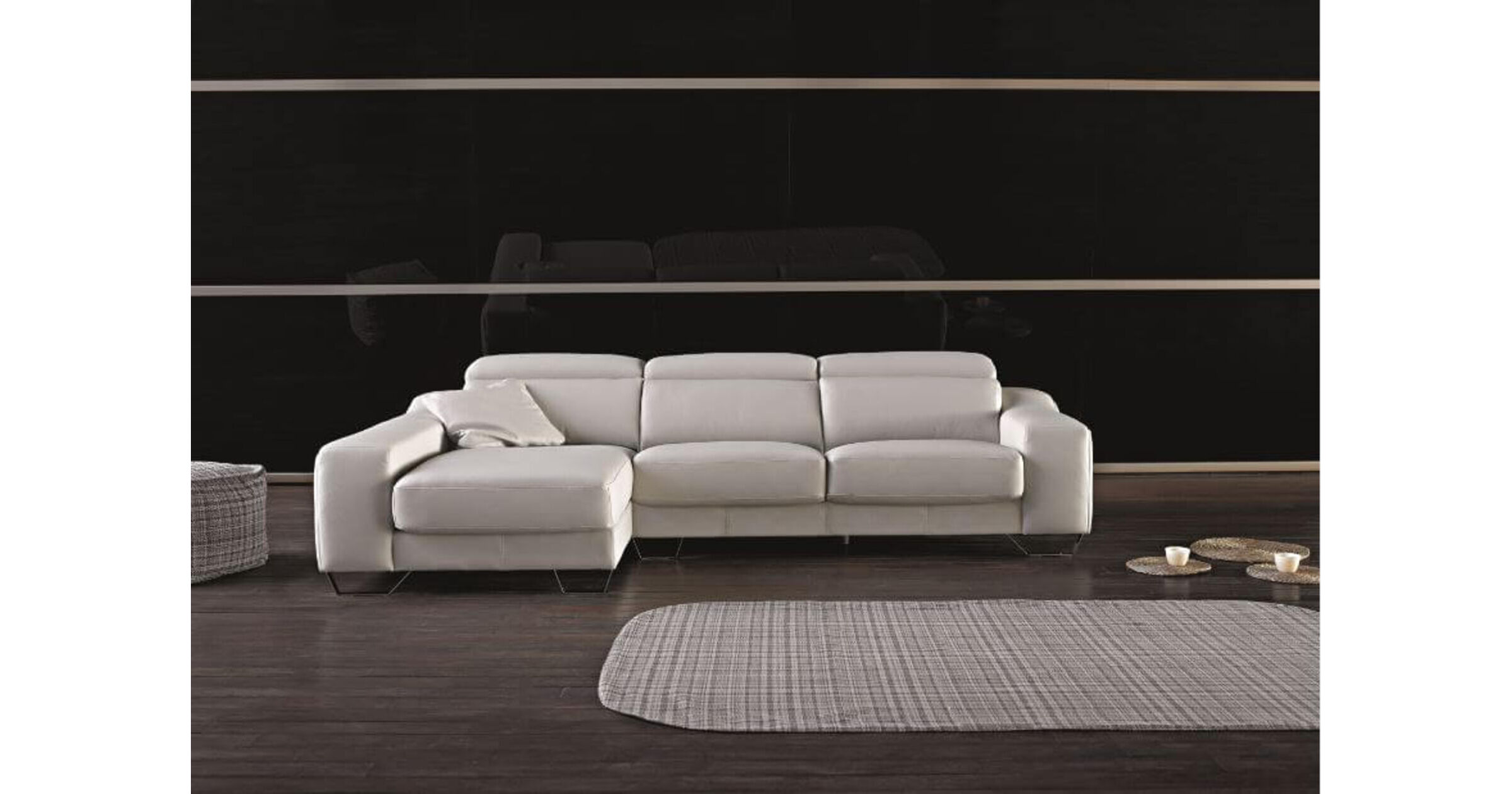 Cinthia Italian Reclining Leather Corner Group Sofa Blanco White Designer Sofas 4U