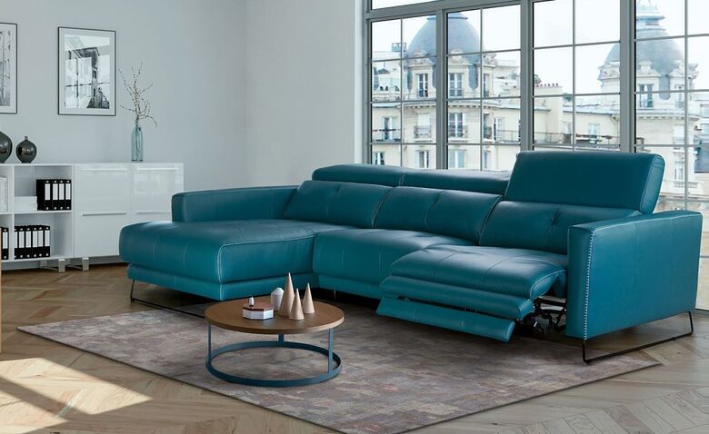 Isabel Italian Leather Corner Group Infinity Sofa