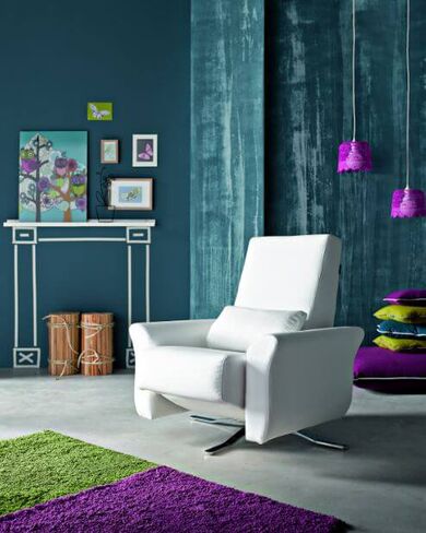 Kuins Leather Reclining Revolving Designer Chair