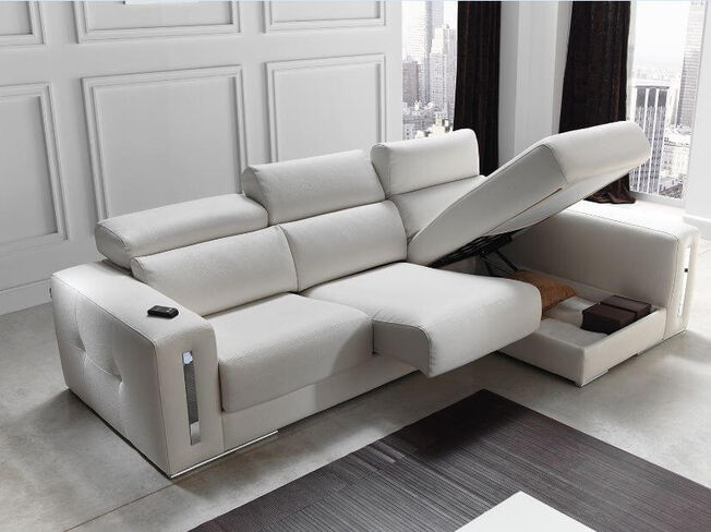 Sabrina Italian Reclining Leather Corner Group Infinity Sofa Blanco White