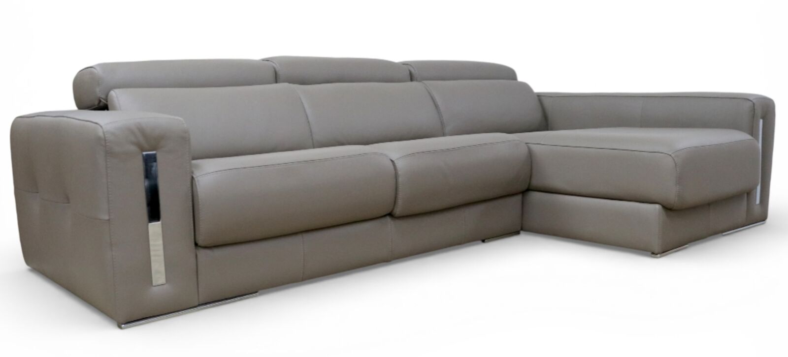 Sabrina Italian Leather Contemporary Sliding Seat Sectional Sofa With Storage