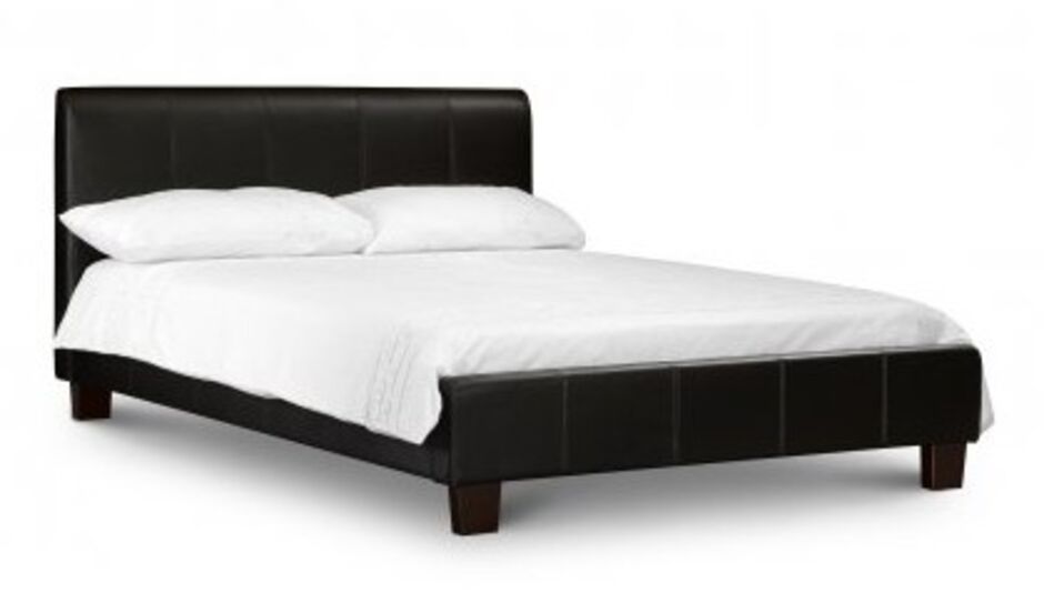 Vienna Kingsize Black Faux Leather Bed, Black Faux Leather Bed