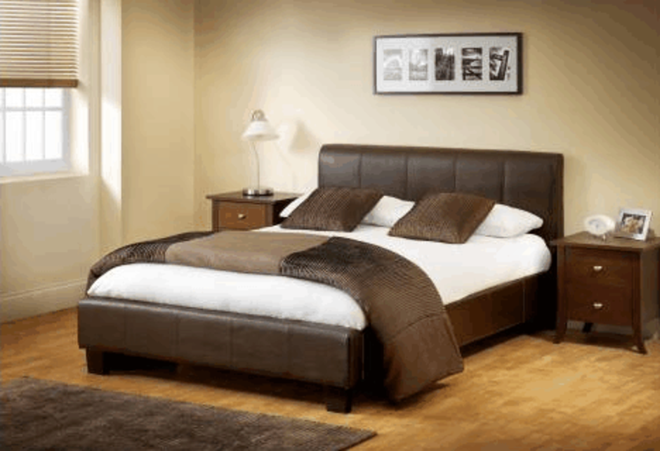 LPD Furniture Faux Leather Bed Brown Double 